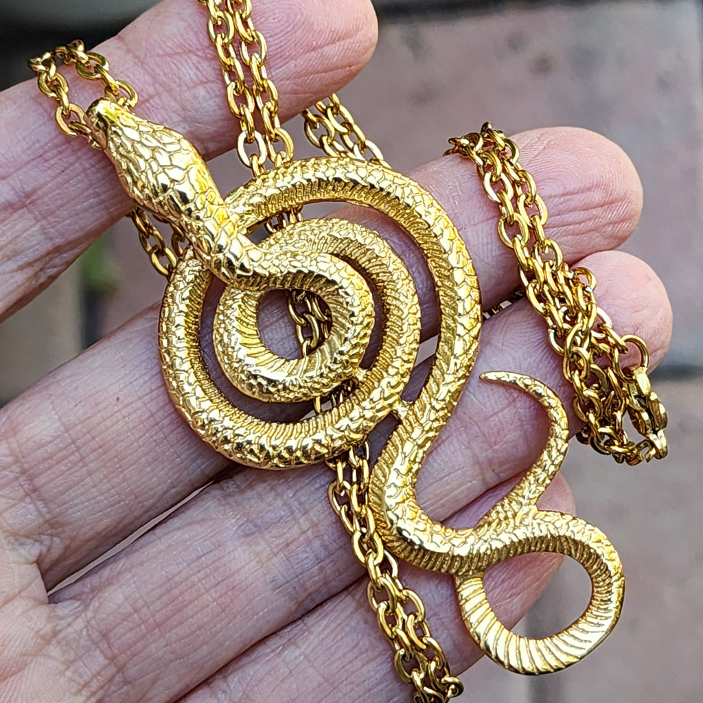 Royal Cobra / Unique Necklace for Men Gold Necklace Snake Pendant Gift Guy Mens Gift Idea