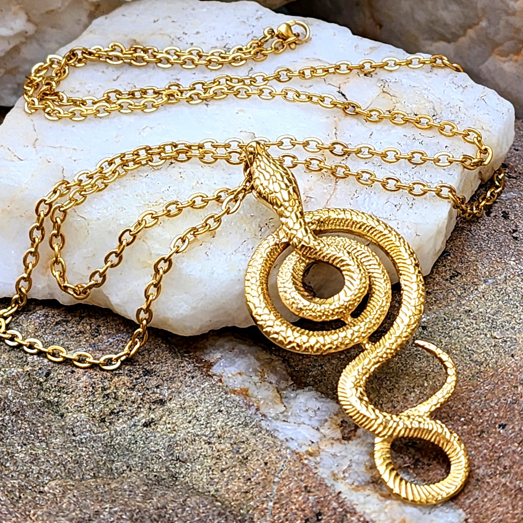 Royal Cobra / Unique Necklace for Men Gold Necklace Snake Pendant Gift Guy Mens Gift Idea