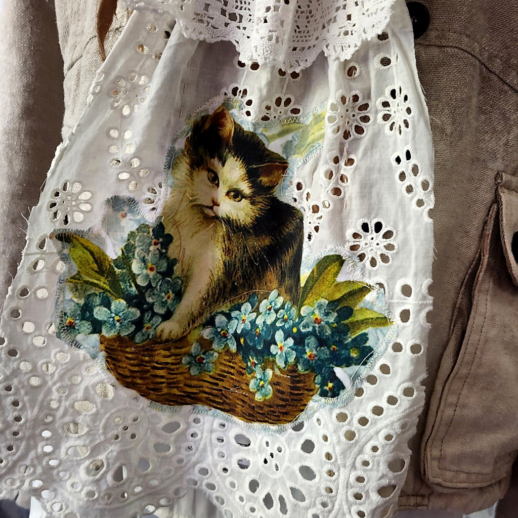 Shabbychic Cat/ Victorian ShabbyJabot Ruffle Pants Rose Print Like Boho Print madnolia Rose Concept Store Avangard