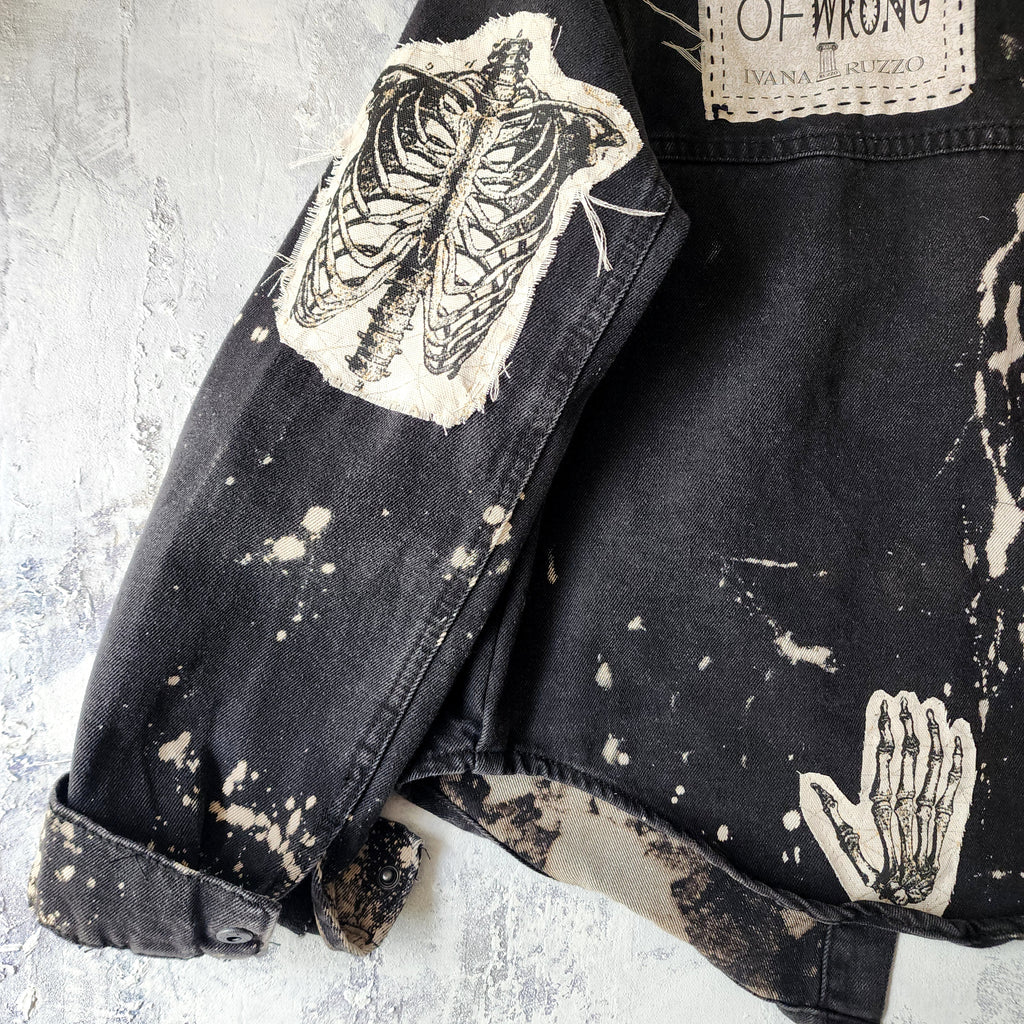 Moody Rose Academy / Boho Artisan Duster Upcycled Vintage Asid Black Denim Concept Avangard Patchwork Jacket