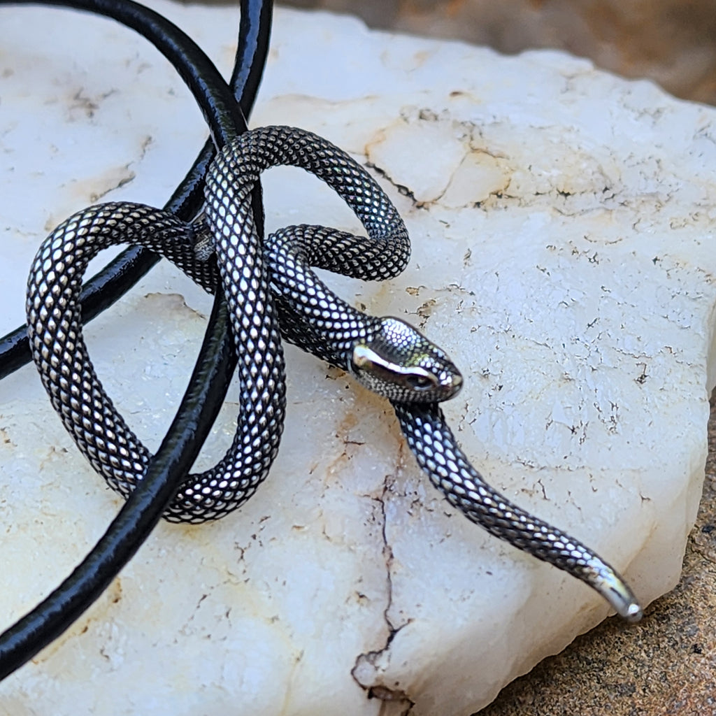 Nagas Spirit / Unique Necklace for Men Leather Necklace Snake Pendant Gift Guy Mens Gift Idea