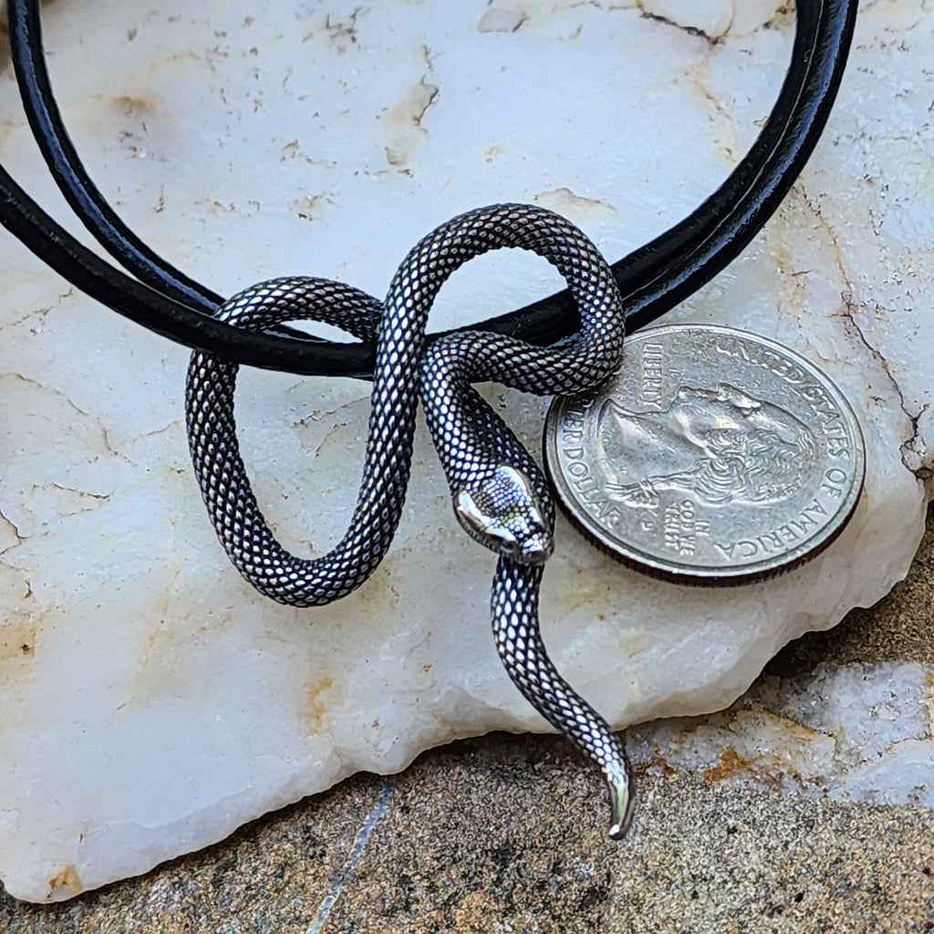 Nagas Spirit / Unique Necklace for Men Leather Necklace Snake Pendant Gift Guy Mens Gift Idea
