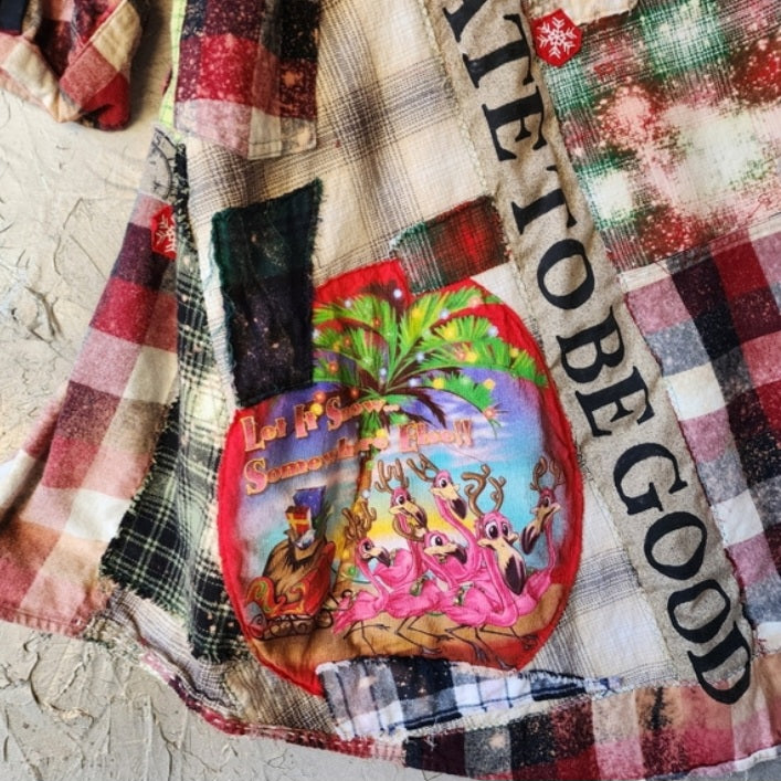 Too Late To Be Good / Cottage Patched Avangard Coat Designer Jacket Artisan Distressed Buttondown Art Flannel Long Top