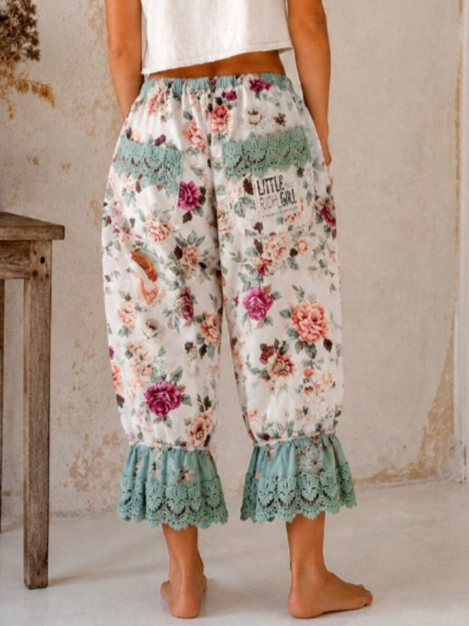 Venetian Rose / Bloomers Victorian Pants Shabby Chic Aplique Botticelli Venus Portrait Patchwork Romantic Chic Patched Avant-garde