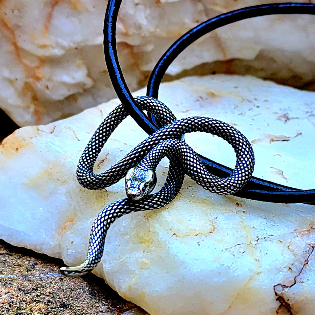 Nagas Spirit / Unique Necklace for Men Leather Necklace Snake Pendant Gift Guy Mens Gift Idea