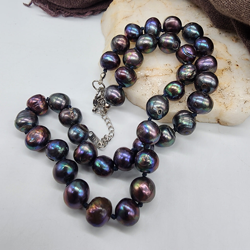 Celebrity Beyond / Black Pearls Mens Necklace Natural Pearl Men's Jewelry Pearl Necklace for man