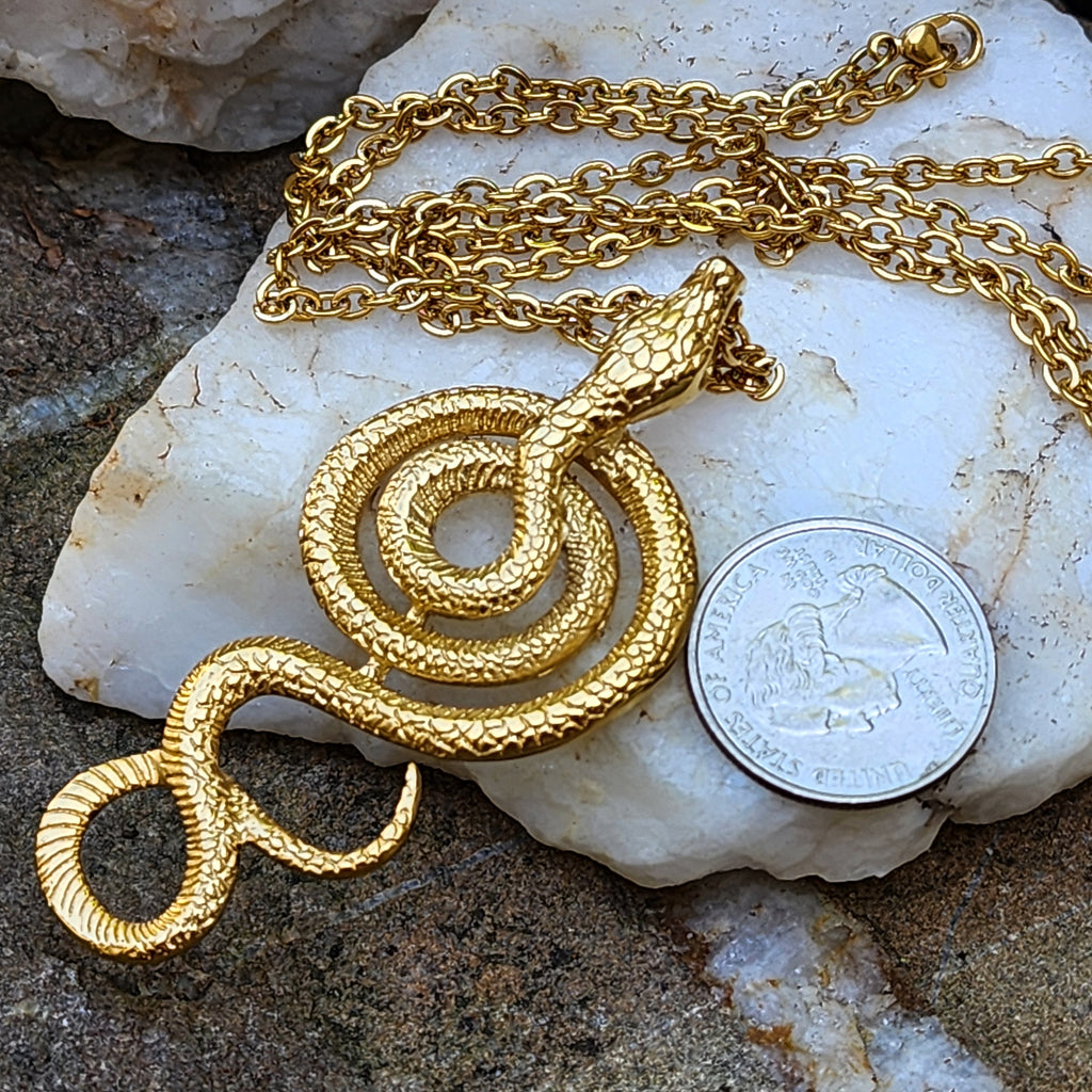 Royal Cobra / Unique Necklace for Men Gold Necklace Snake Pendant Gift Guy Mens Gift Idea