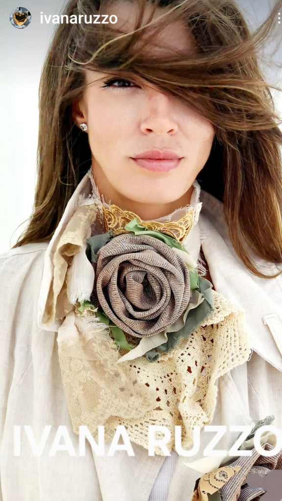 Golden Sarahs Rose / Boho Jabot Choker Flower Tie Brooch Clip Upcycled Rose Recycled Concept Store Magnolia Blossom