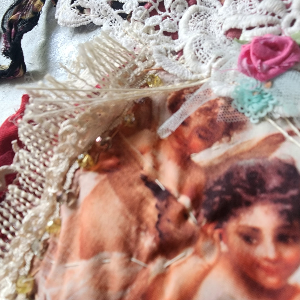 Angels Bordeaux / Victorian Jabot Avangard Upcycled Accessories Vintage Lace Burgundy Velvet Magnolia Sustainable Designer Concept