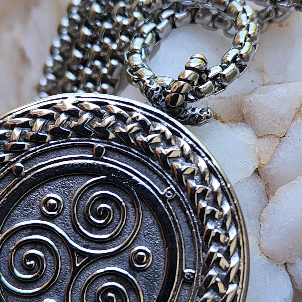 Swords And Runes / Unique Necklace for Men Silver Necklace Pendant Gift Guy Mens Gift Idea