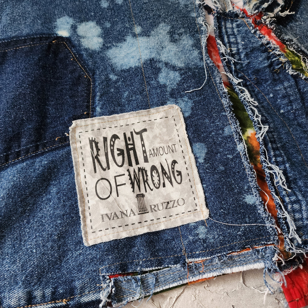 Marilyn Tattoo Shop / Boho Kimono Duster Upcycled Vintage Denim Concept Tatoo Marilyn Monroe Patchwork Kimono