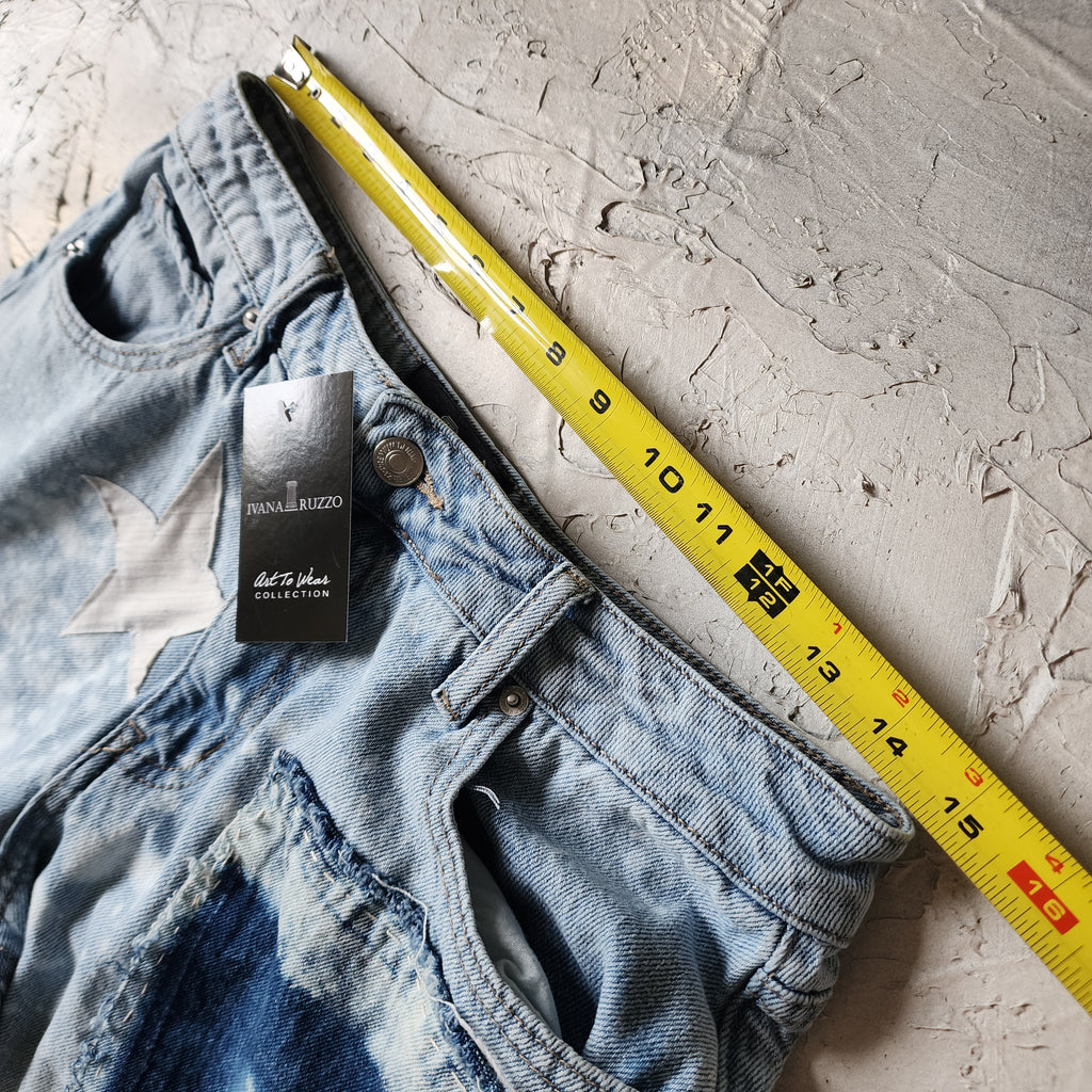 No Time For Fake People / Designer Upcycled Blue Denim Jeans Boyfriend Recycled Couture Baggy Wide-Leg Concept Streetwear