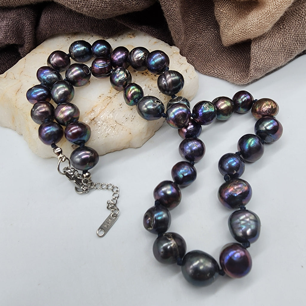 Celebrity Beyond / Black Pearls Mens Necklace Natural Pearl Men's Jewelry Pearl Necklace for man