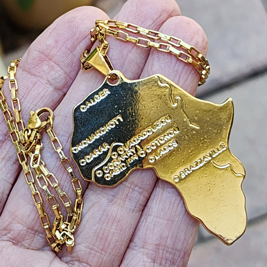 Powerful Call / Unique Necklace for Men Gold Necklace Africa Pendant Gift Guy Mens Gift Idea