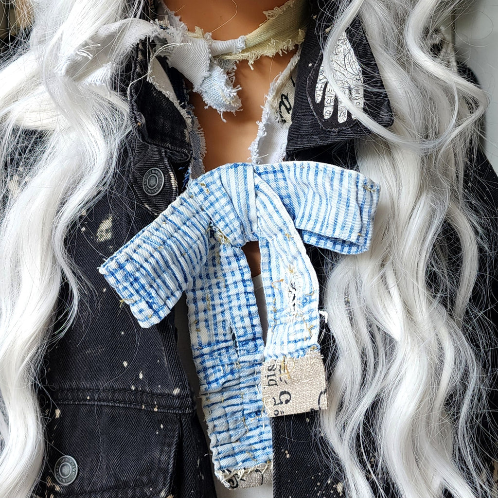 Petit Château / Boho Jabot Victorian Edwardian Bow Tie Upcycled Antique Lace European Cotton Recycled Concept Store