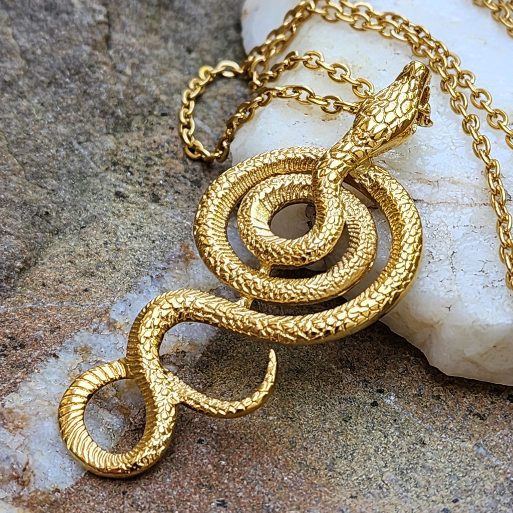 Royal Cobra / Unique Necklace for Men Gold Necklace Snake Pendant Gift Guy Mens Gift Idea