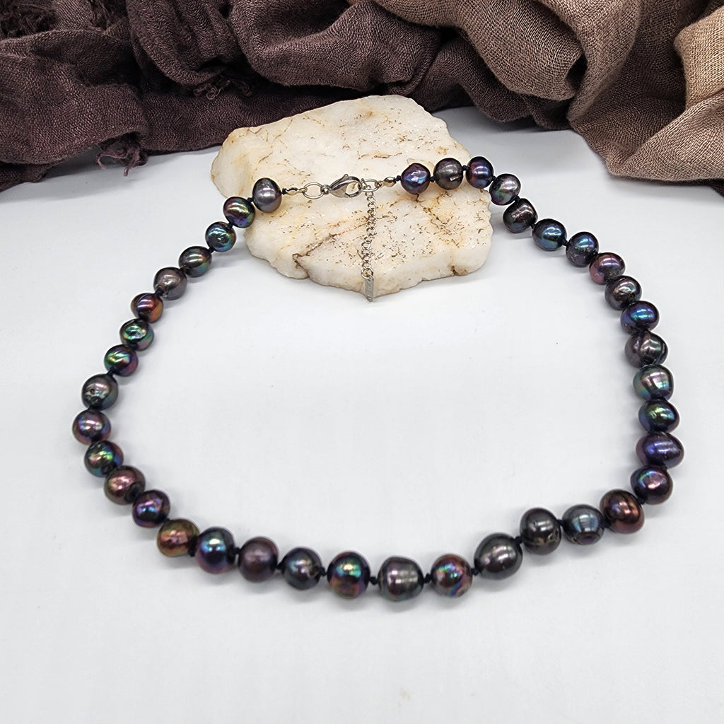 Celebrity Beyond / Black Pearls Mens Necklace Natural Pearl Men's Jewelry Pearl Necklace for man