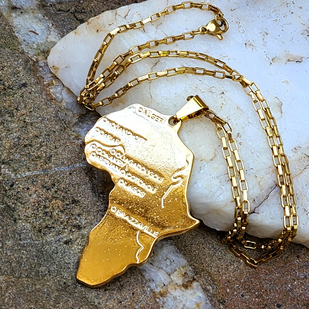 Powerful Call / Unique Necklace for Men Gold Necklace Africa Pendant Gift Guy Mens Gift Idea