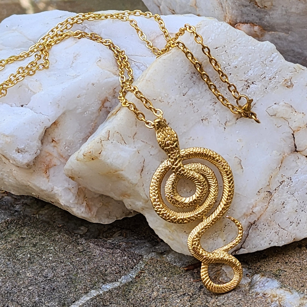 Royal Cobra / Unique Necklace for Men Gold Necklace Snake Pendant Gift Guy Mens Gift Idea