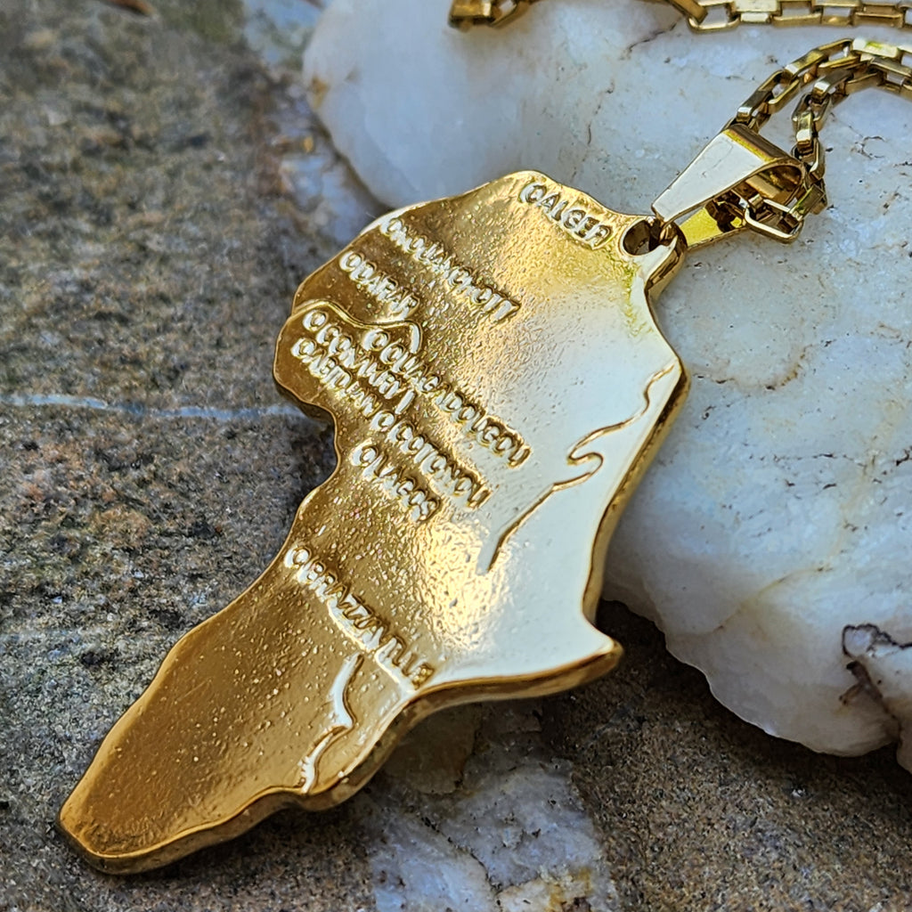 Powerful Call / Unique Necklace for Men Gold Necklace Africa Pendant Gift Guy Mens Gift Idea
