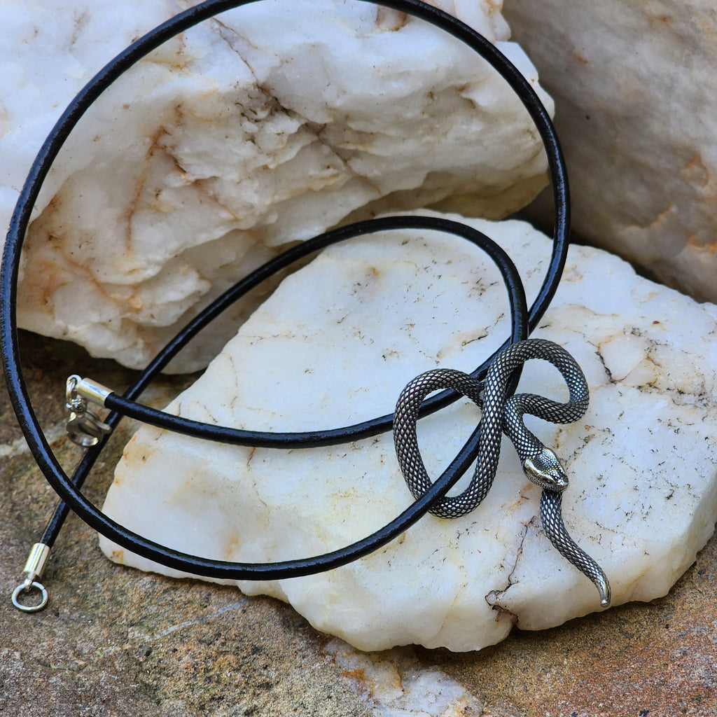 Nagas Spirit / Unique Necklace for Men Leather Necklace Snake Pendant Gift Guy Mens Gift Idea