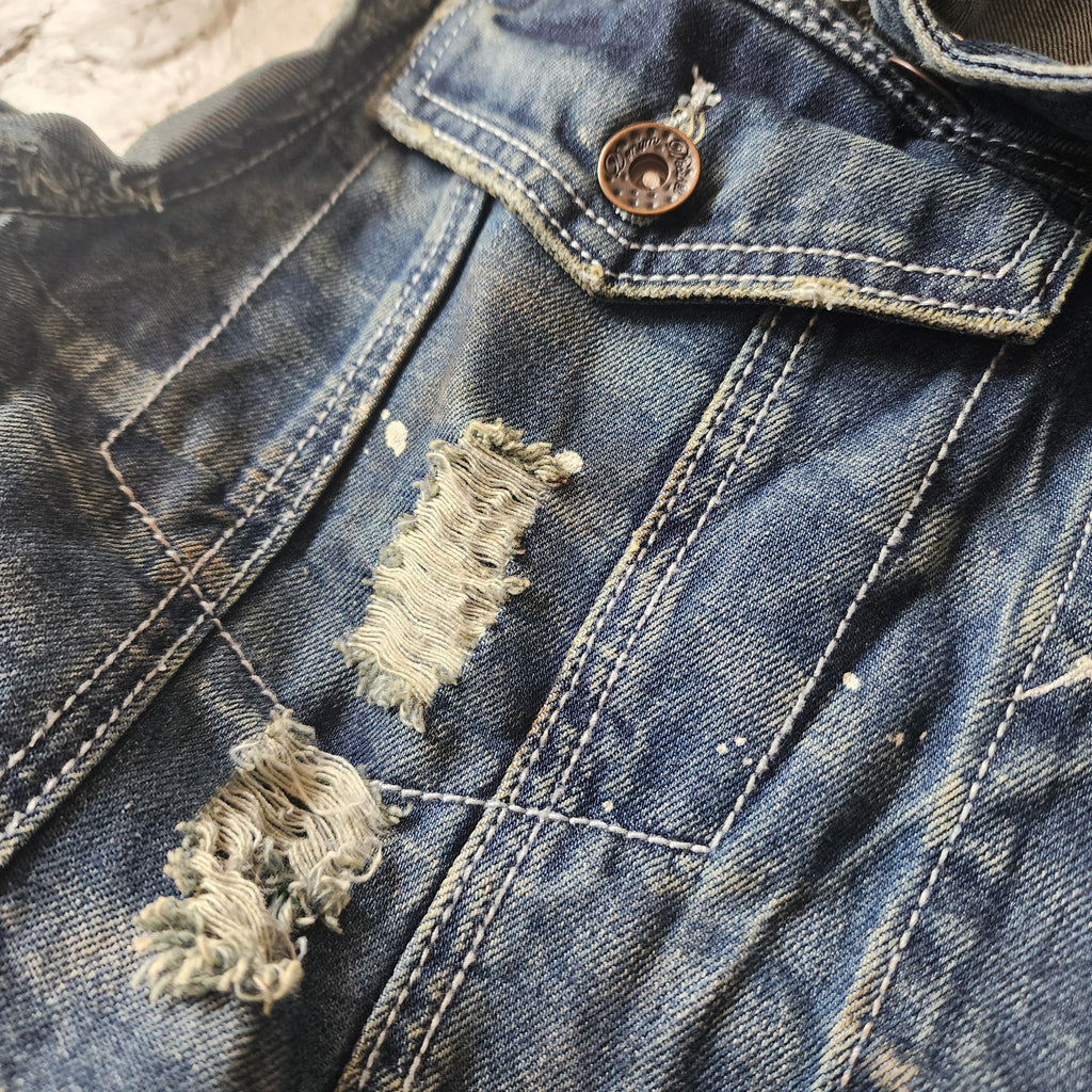 NEW STUFF / Designer Techwear Upcycled Raw Denim Vest Denim Vest Man size M Long Hippie Man Vest Concept Boro Visvim Patchwork