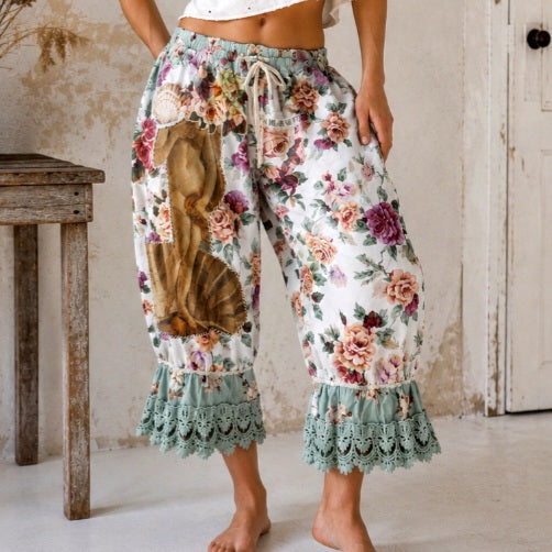 Venetian Rose / Bloomers Victorian Pants Shabby Chic Aplique Botticelli Venus Portrait Patchwork Romantic Chic Patched Avant-garde