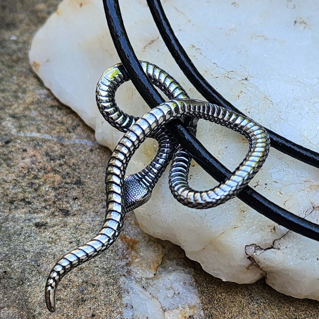 Nagas Spirit / Unique Necklace for Men Leather Necklace Snake Pendant Gift Guy Mens Gift Idea
