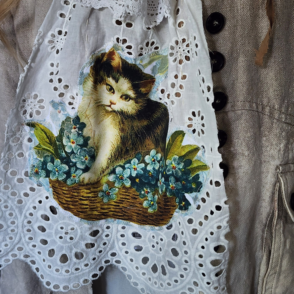 Shabbychic Cat/ Victorian ShabbyJabot Ruffle Pants Rose Print Like Boho Print madnolia Rose Concept Store Avangard