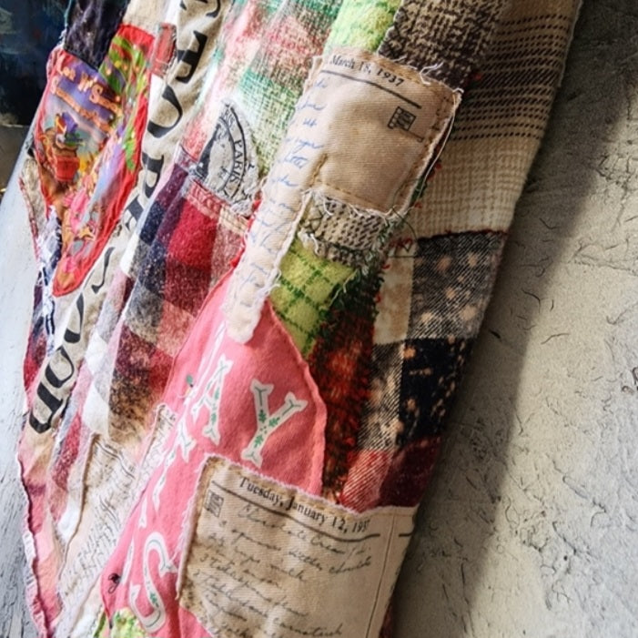 Too Late To Be Good / Cottage Patched Avangard Coat Designer Jacket Artisan Distressed Buttondown Art Flannel Long Top