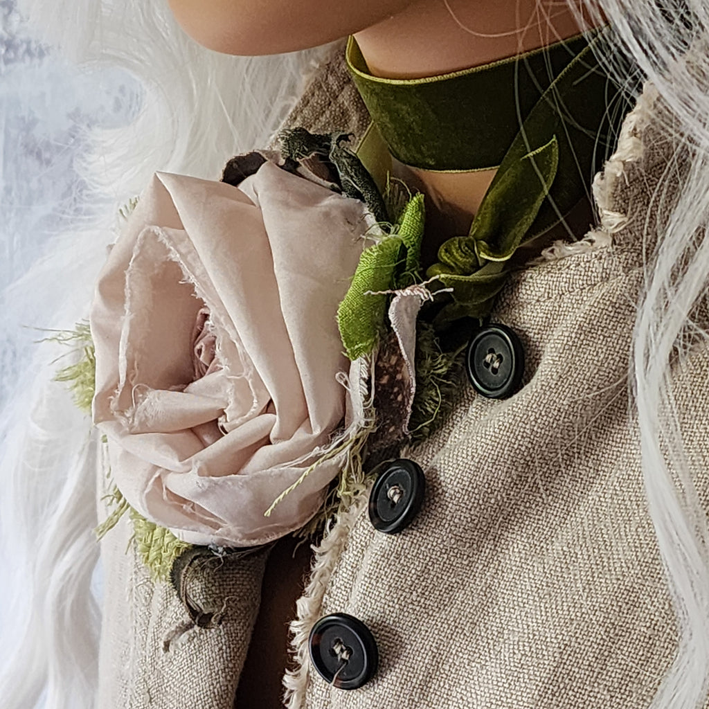 Botany Wild / Designer Necklace Antique Jabot Vintage Lace Jabot Tie Upcycled Vintage Cotton Bow Jabot Upcycled Velvet Tie