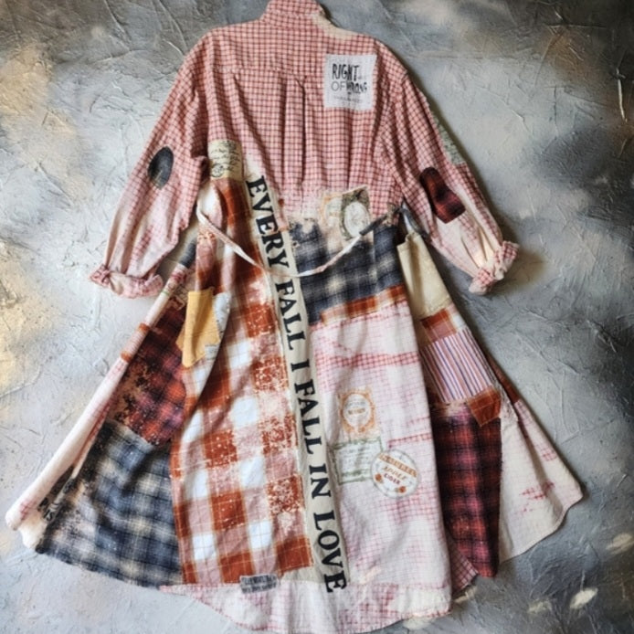 EVERY FALL I FALL IN LOVE /Cottage Patched Avangard Coat Designer Jacket Artisan Distressed Buttondown Art