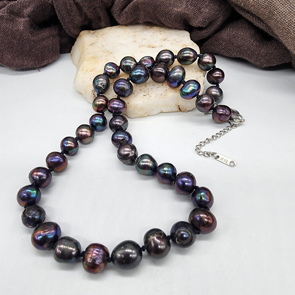 Celebrity Beyond / Black Pearls Mens Necklace Natural Pearl Men's Jewelry Pearl Necklace for man