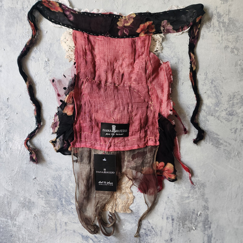 Angels Bordeaux / Victorian Jabot Avangard Upcycled Accessories Vintage Lace Burgundy Velvet Magnolia Sustainable Designer Concept