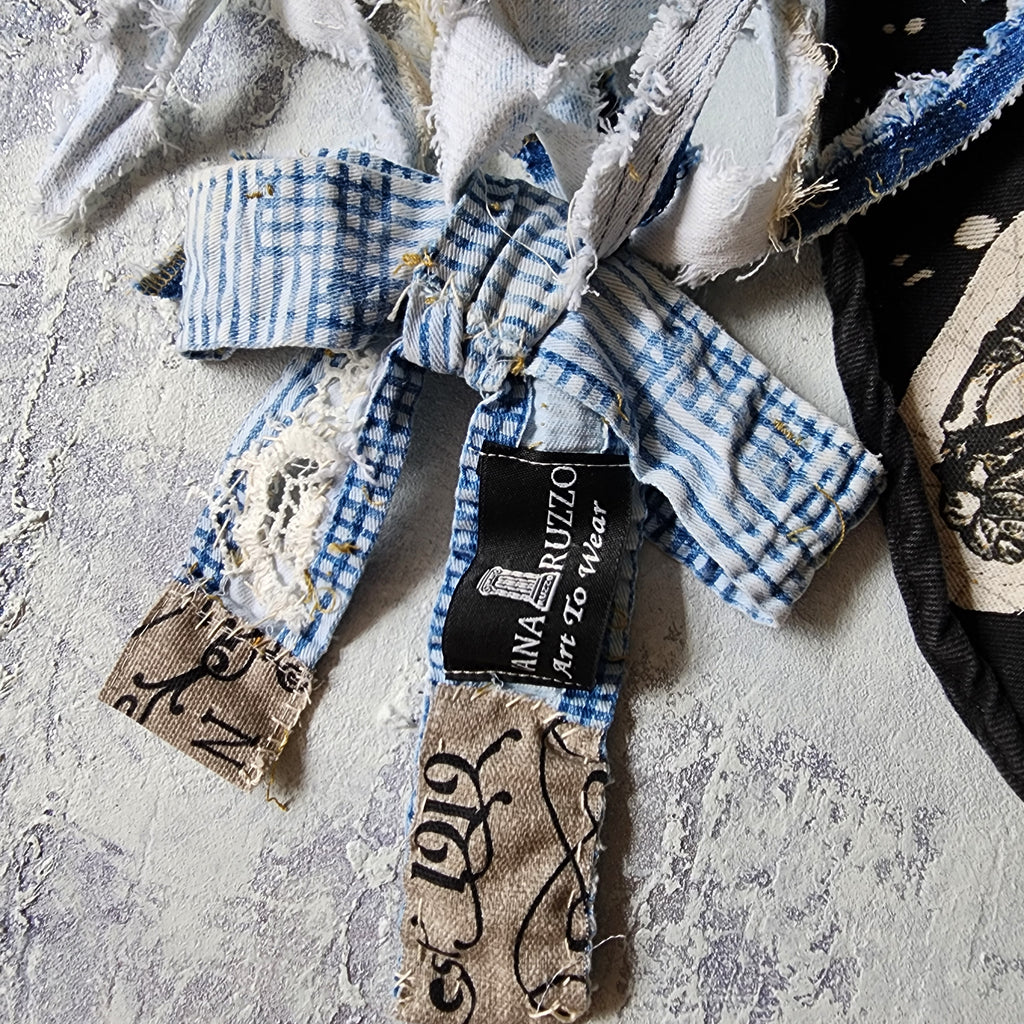 Petit Château / Boho Jabot Victorian Edwardian Bow Tie Upcycled Antique Lace European Cotton Recycled Concept Store
