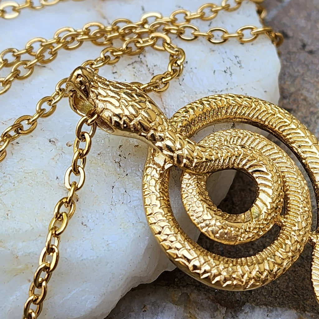 Royal Cobra / Unique Necklace for Men Gold Necklace Snake Pendant Gift Guy Mens Gift Idea