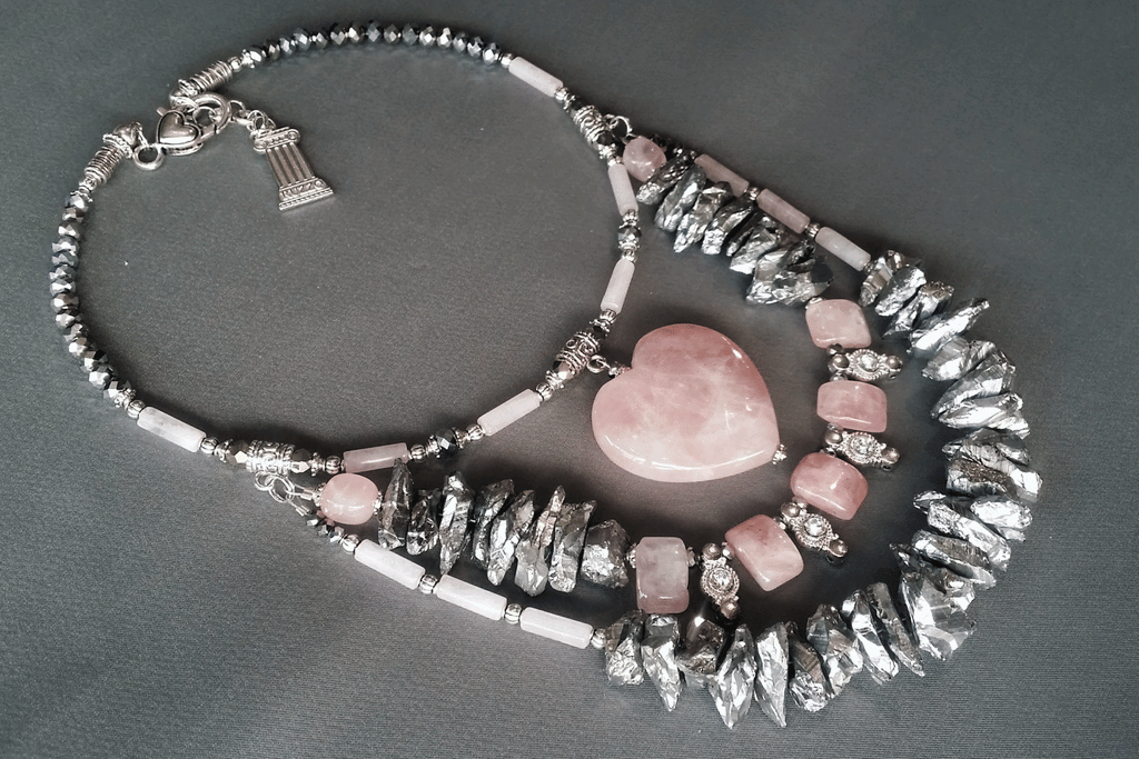 Legend Of LA CORAZÓN / Designer Jewelry Silver Pendant Genuine Rose Quartz Big Heart Necklace Boho Artisan Jewelry Gift Necklace