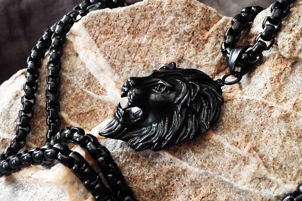 Black Power / Chain Necklace For Mens Lion Massive Necklace Hypoallergenic Gift for Man