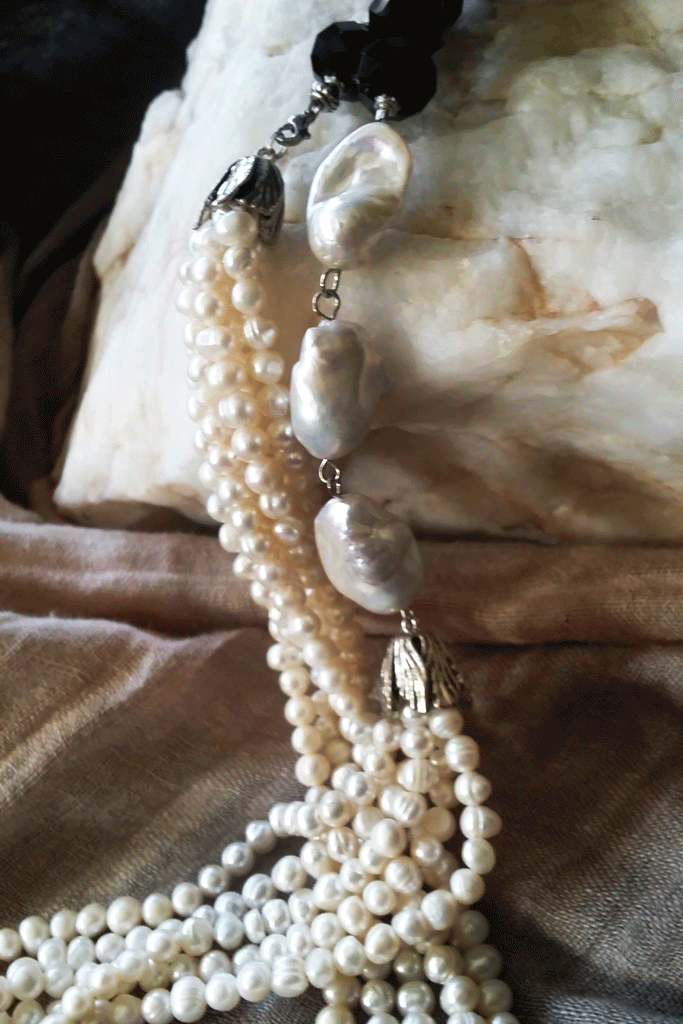 Mother of the Bride / Designer Jewelry Silver Pendant Large Genuine Baroque Pearl Unique Pearls Jewelry Gift For Lady Big Pearl Necklace