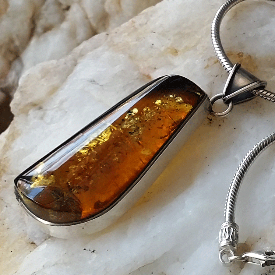 Majestic Of Nature / Designer Jewelry Raw Amber Stone Pendant Hypoallergenic Silver Necklace Natural Amber Gift for Momen