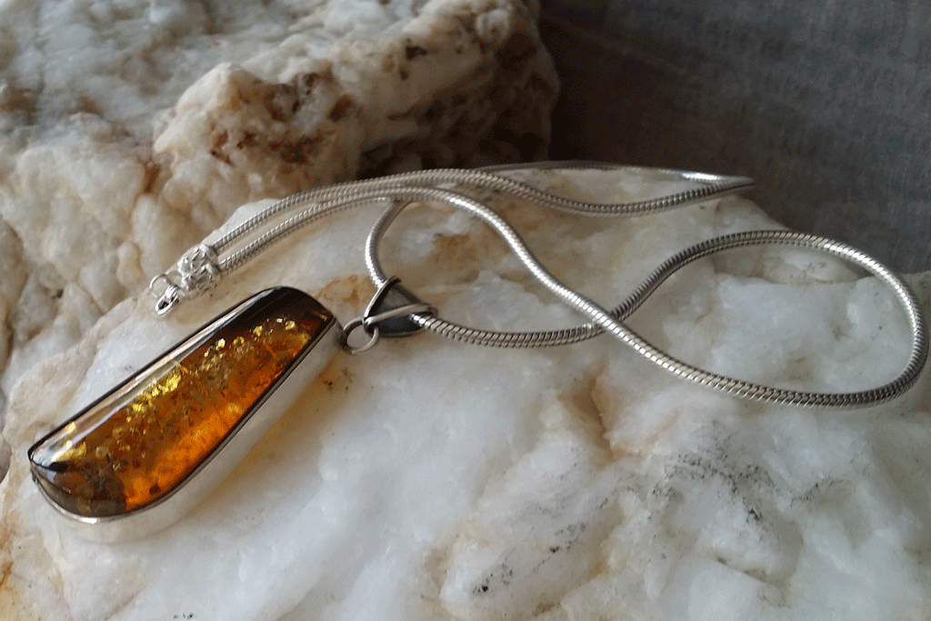 Majestic Of Nature / Designer Jewelry Raw Amber Stone Pendant Hypoallergenic Silver Necklace Natural Amber Gift for Momen