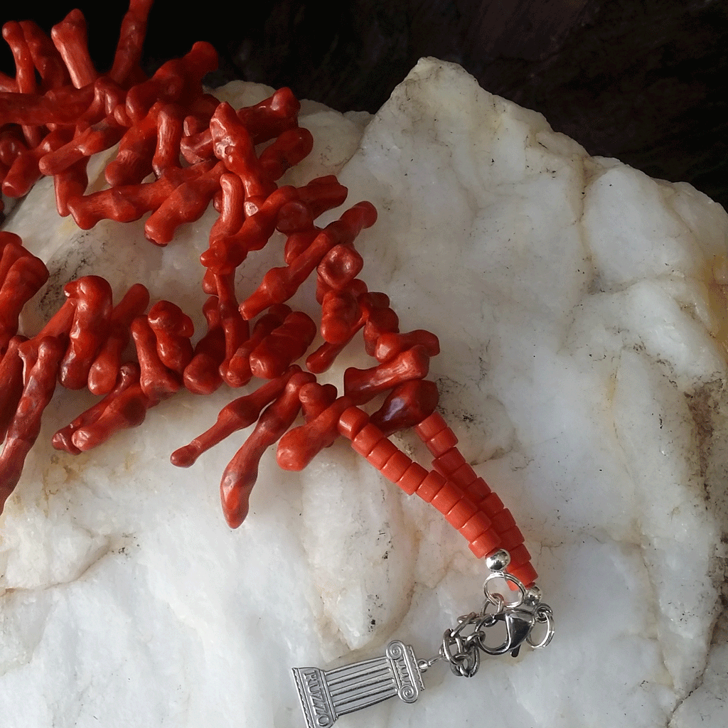 Alghero / Designer Coral Jewelry Natural Red Coral Necklace Premium Italian Coral Alghero Coral Genuine Stones Necklace Gift for Lady