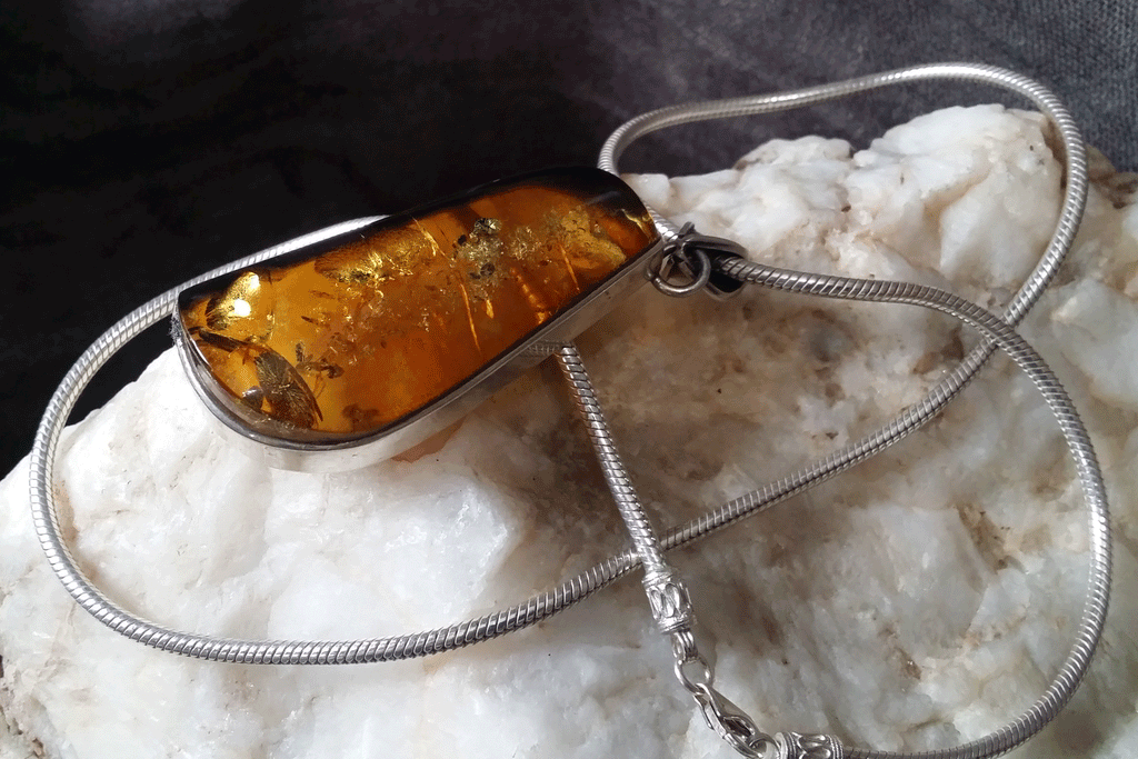 Majestic Of Nature / Designer Jewelry Raw Amber Stone Pendant Hypoallergenic Silver Necklace Natural Amber Gift for Momen