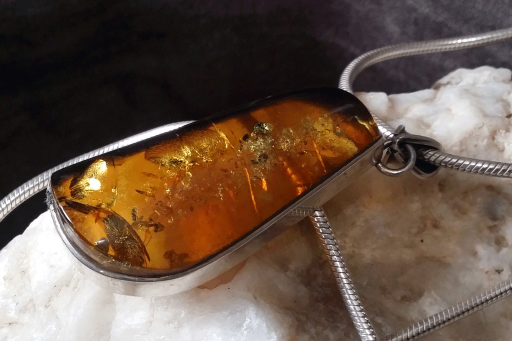 Majestic Of Nature / Designer Jewelry Raw Amber Stone Pendant Hypoallergenic Silver Necklace Natural Amber Gift for Momen