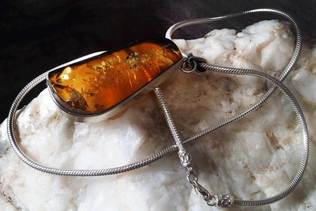 Majestic Of Nature / Designer Jewelry Raw Amber Stone Pendant Hypoallergenic Silver Necklace Natural Amber Gift for Momen