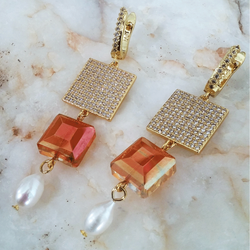 100 Degrees Of Shine / Designer Jewelry Gold Earrings Natural Pearls Hypoallergenic Jewelry Most Popular Jewelry Gift For Women