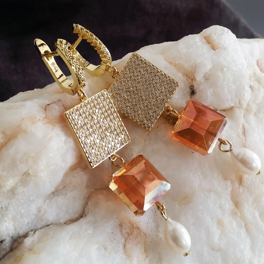 100 Degrees Of Shine / Designer Jewelry Gold Earrings Natural Pearls Hypoallergenic Jewelry Most Popular Jewelry Gift For Women