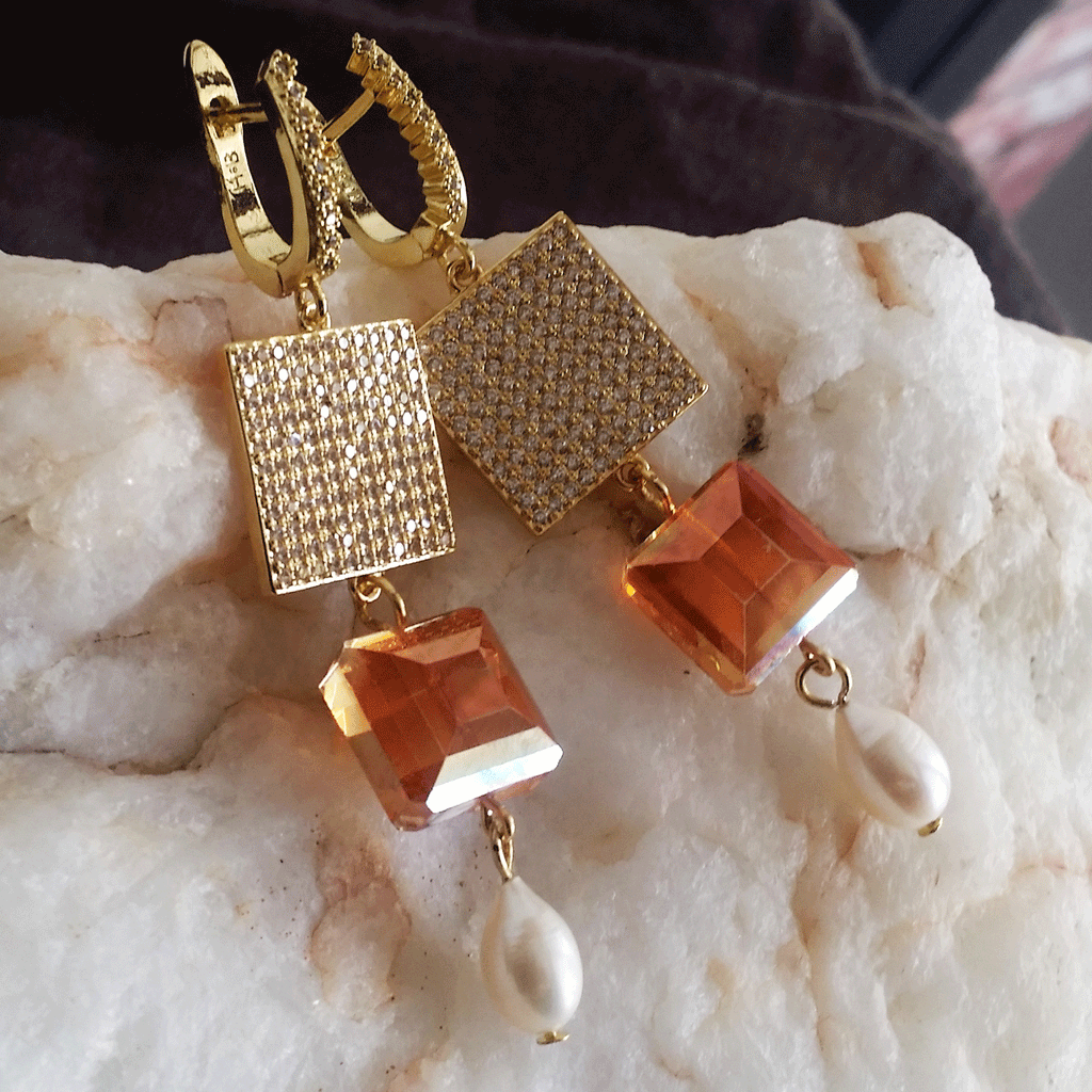 100 Degrees Of Shine / Designer Jewelry Gold Earrings Natural Pearls Hypoallergenic Jewelry Most Popular Jewelry Gift For Women