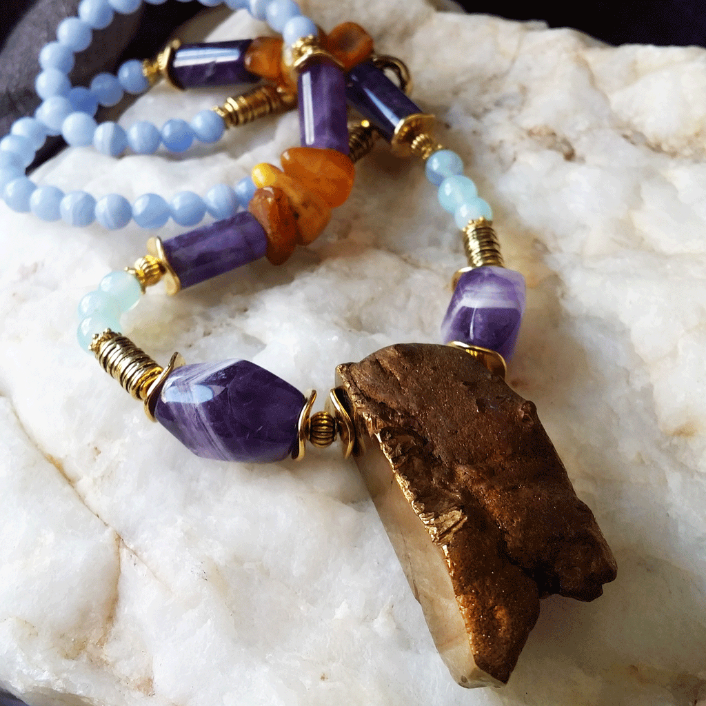 They Are Back / Bohemian Mens Necklace Natural Hematite Pyrite Chocker Massive Man necklace