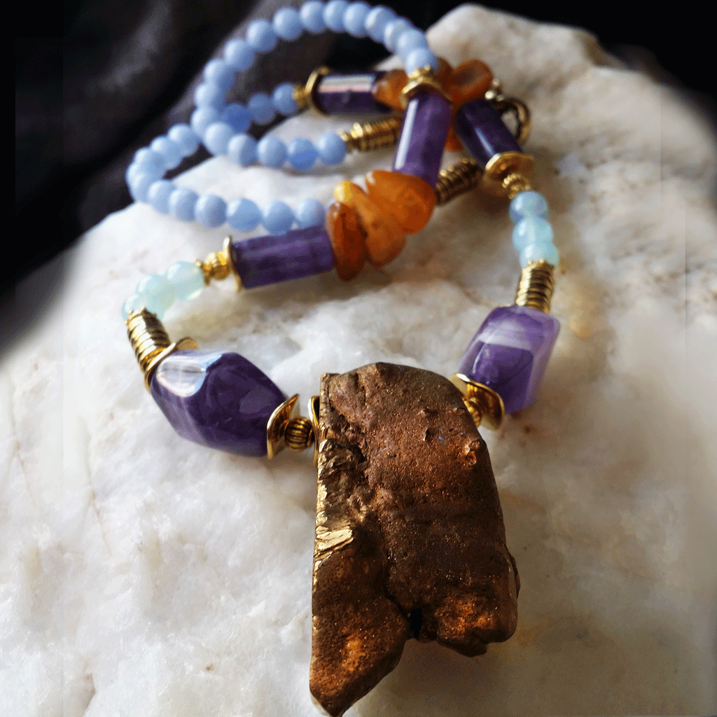 They Are Back / Bohemian Mens Necklace Natural Hematite Pyrite Chocker Massive Man necklace